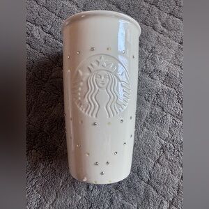Starbucks 2015 Swarovski Crystal Double Wall Ceramic Traveler without Lid.
